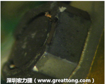 使用銀(Ag)鍍層的電源電感器(Power Inductors)，經過推力測試后，零件端點上已經看不到任何鍍層的痕跡了，所以其耐推力就比較小。