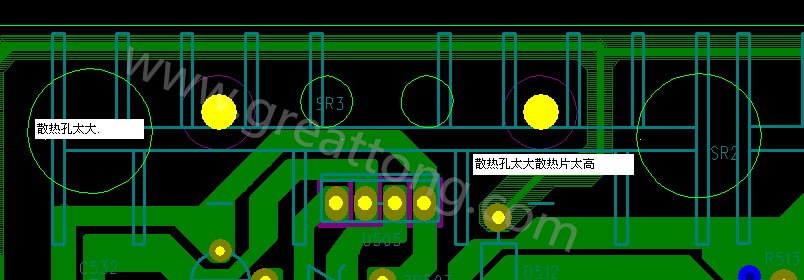 PCB設(shè)計(jì)中，散熱孔散熱片設(shè)計(jì)不當(dāng)，造成很多電源板斷裂