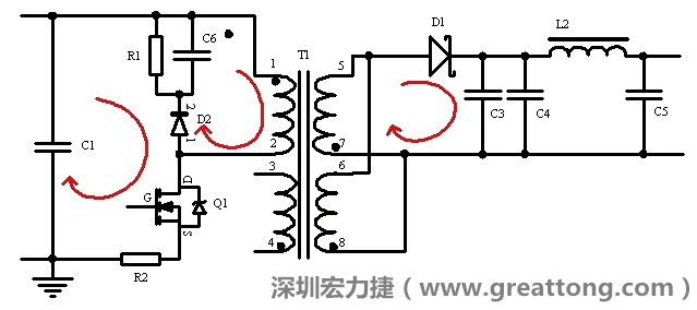 元件布局的時(shí)候，要優(yōu)先考慮高頻脈沖電流和大電流的環(huán)路面積，盡可能地減小,以抑制開關(guān)電源的輻射干擾