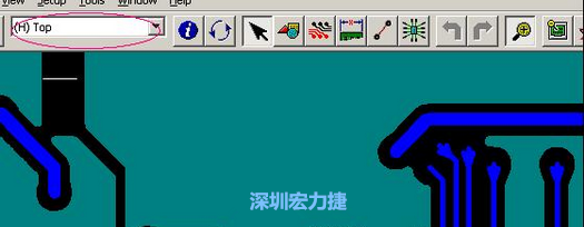 如果圖形像下圖一樣無法顯示鉆孔，只須圖（186）將紅色圈住的活動(dòng)層改為當(dāng)前顯示層即可。
