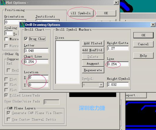 轉(zhuǎn)孔圖時(shí)也需在Customize Document欄點(diǎn)擊Option，在彈出的Plot Options-窗口中選擇Drill Symbols