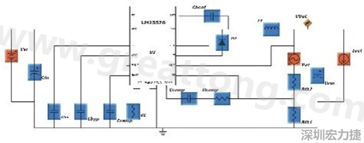 參考圖1的電流通路：把FET在導(dǎo)通狀態(tài)下流經(jīng)的通路標(biāo)記為紅色；把FET在關(guān)斷狀態(tài)下的迴路標(biāo)記為綠色。