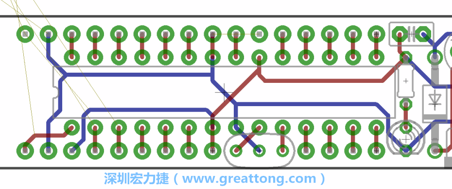 如果可以的話盡量讓接地線保持在電路板的背面，這樣它們就可以在可能范圍內(nèi)和最大的接地面連結(jié)在一起。