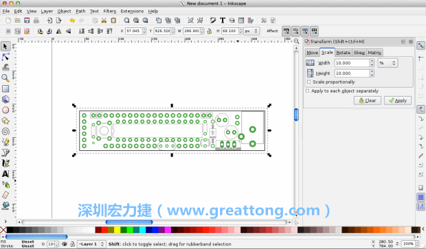 首先，你需要取得電路板設計圖的PNG圖檔，才能在上面進行繪制。這件事做起來比用說的難上許多，而其中一種方法如下所示（我們會先假設你正在使用Inkscape向量繪圖工具）。