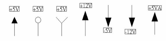 電源符號有下列幾種，可使用鍵盤 [Ctrl + Tab] 鍵切換：